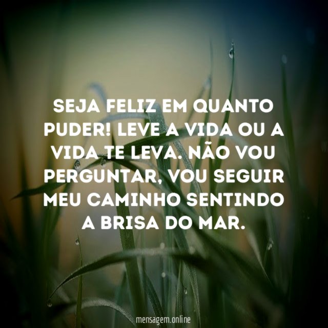 Seja feliz em quanto puder