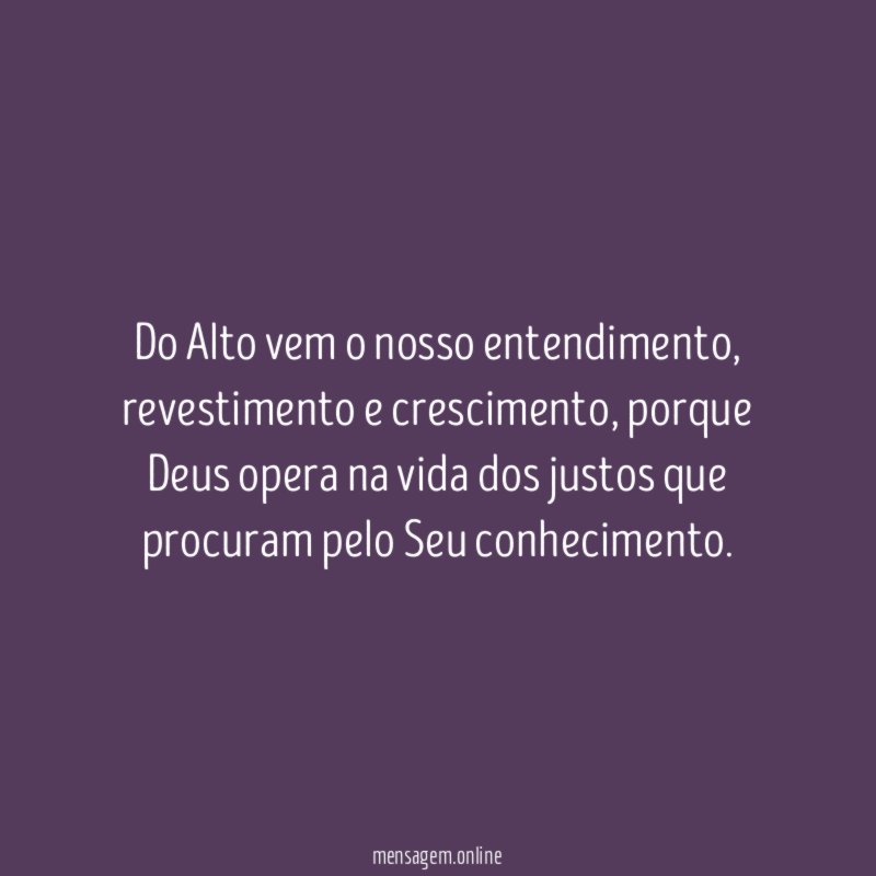 Do Alto vem o nosso entendimento