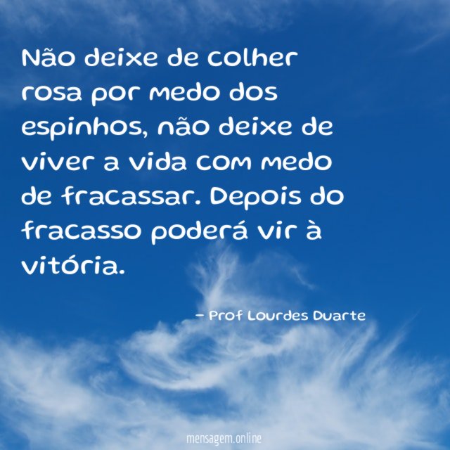 Não deixe de colher rosa por medo dos espinhos