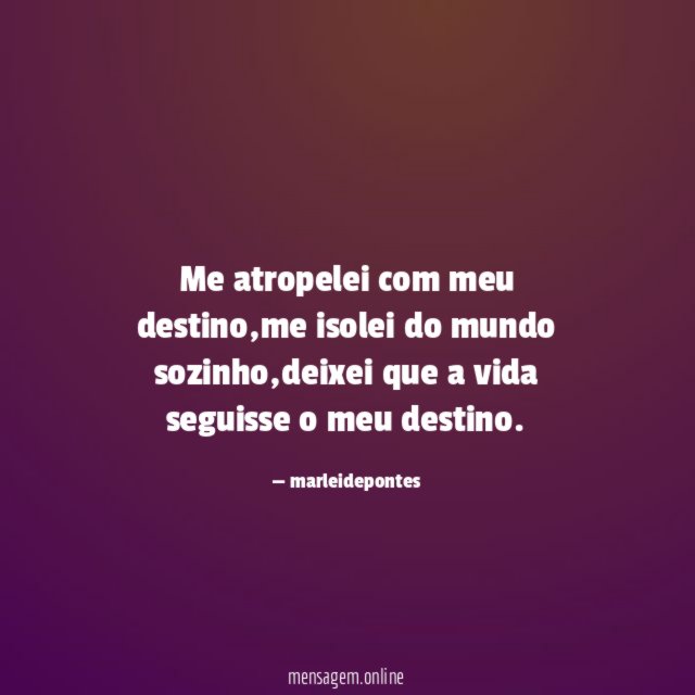 Me atropelei com meu destino