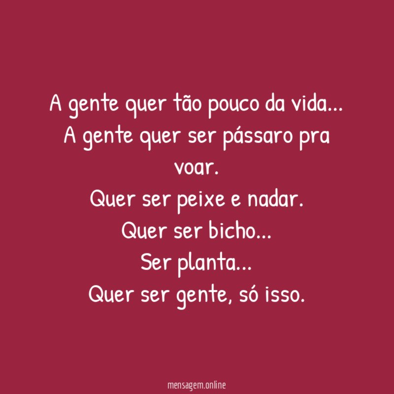A gente quer tão pouco da vida
