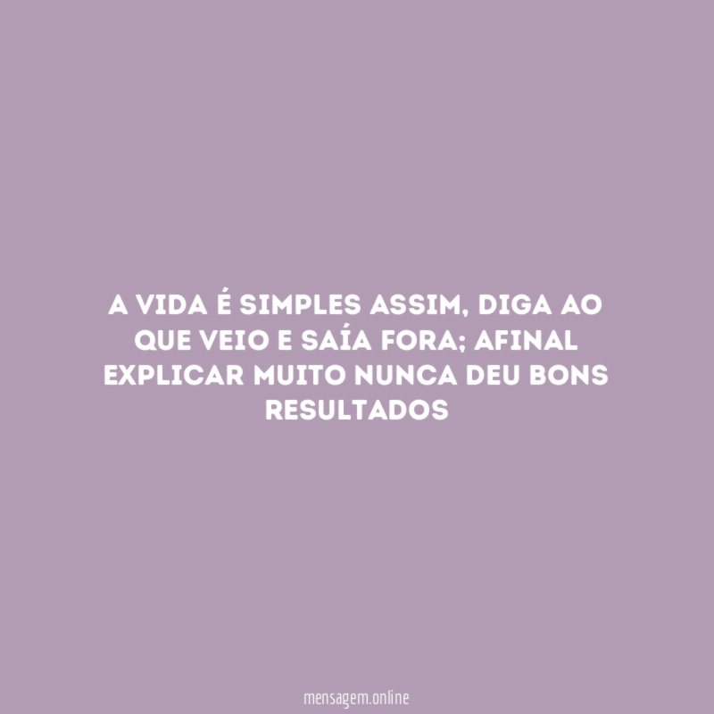 A vida é simples assim