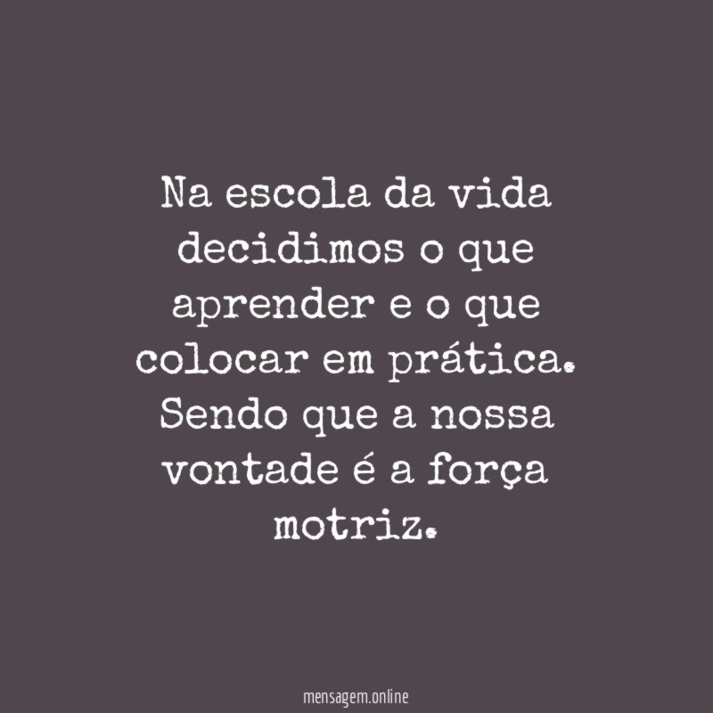 Na escola da vida decidimos o que aprender