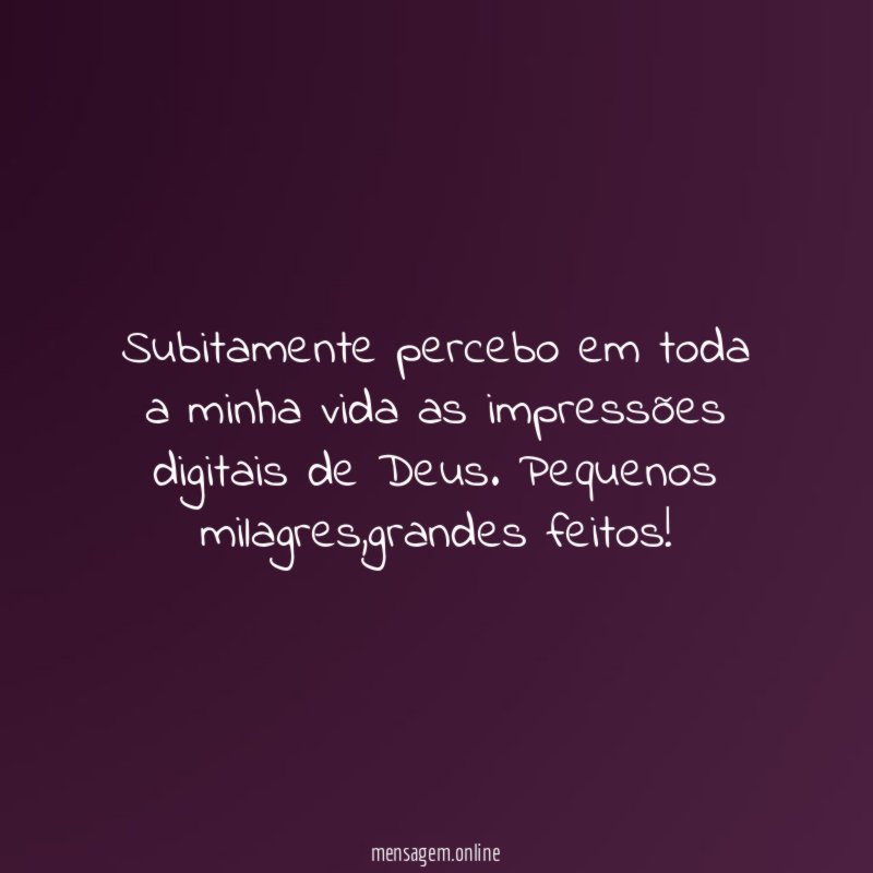 Subitamente percebo em toda a minha vida as