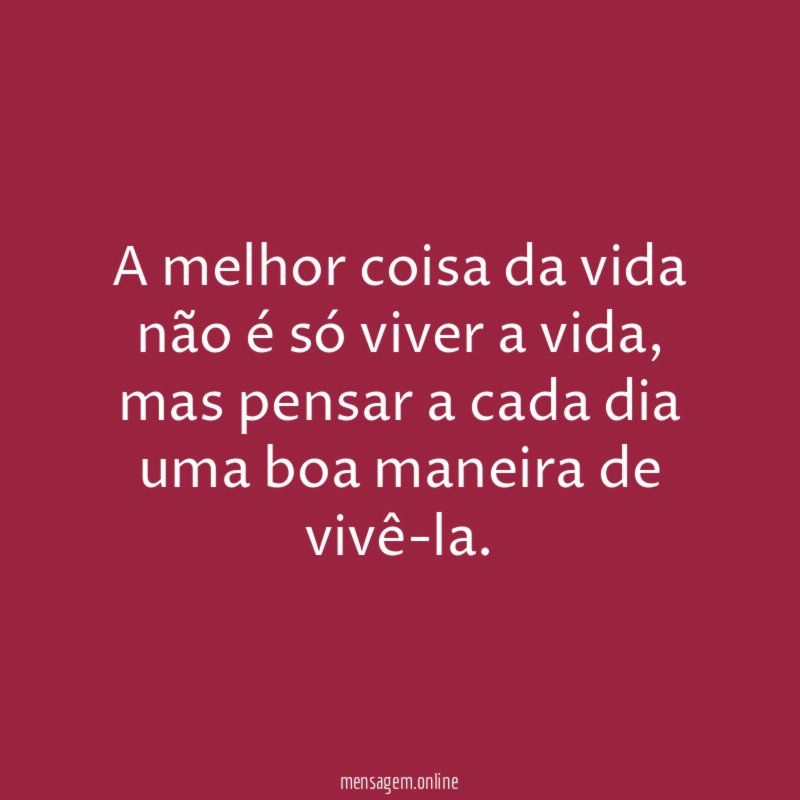 A melhor coisa da vida não é só viver a vida