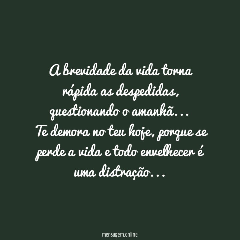 A brevidade da vida torna rápida as despedidas