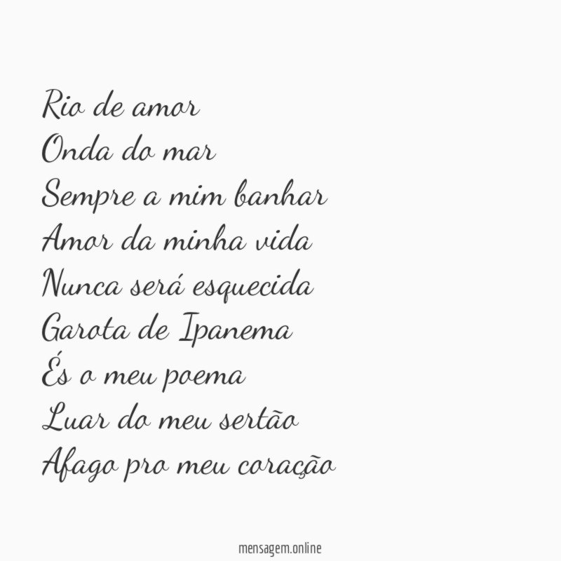Rio de amor Onda do mar Sempre a mim banhar Amor