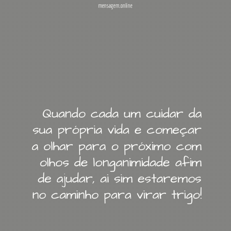 Quando cada um cuidar da sua própria vida