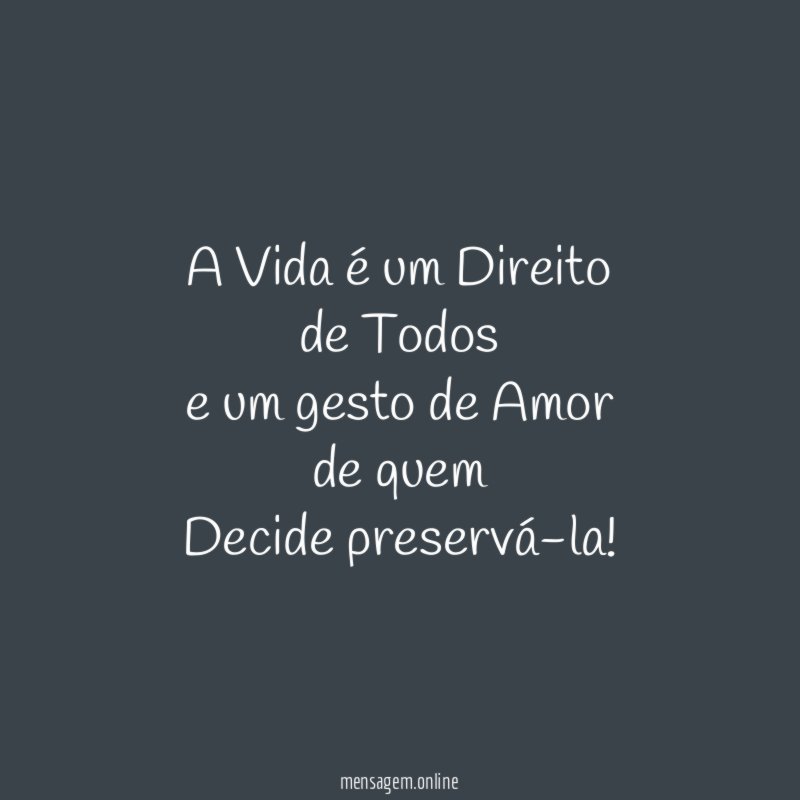 A Vida é um Direito de Todos e um gesto