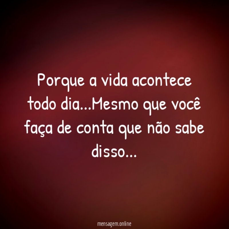Porque a vida acontece todo dia