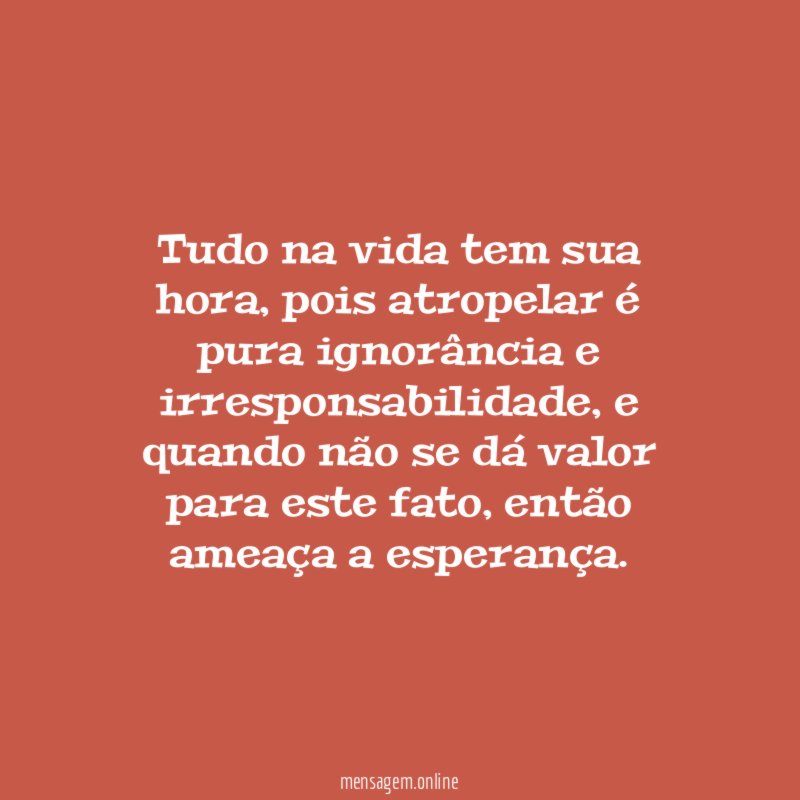 Tudo na vida tem sua hora