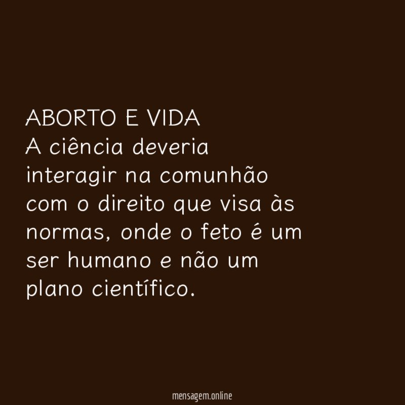 ABORTO E VIDA