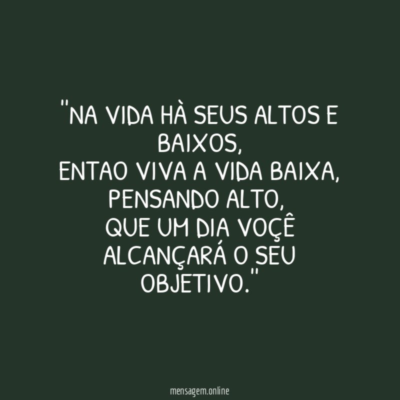 'NA VIDA HÀ SEUS ALTOS E BAIXOS