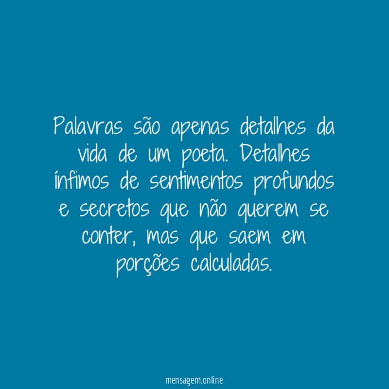 Palavras são apenas detalhes da vida de um poeta