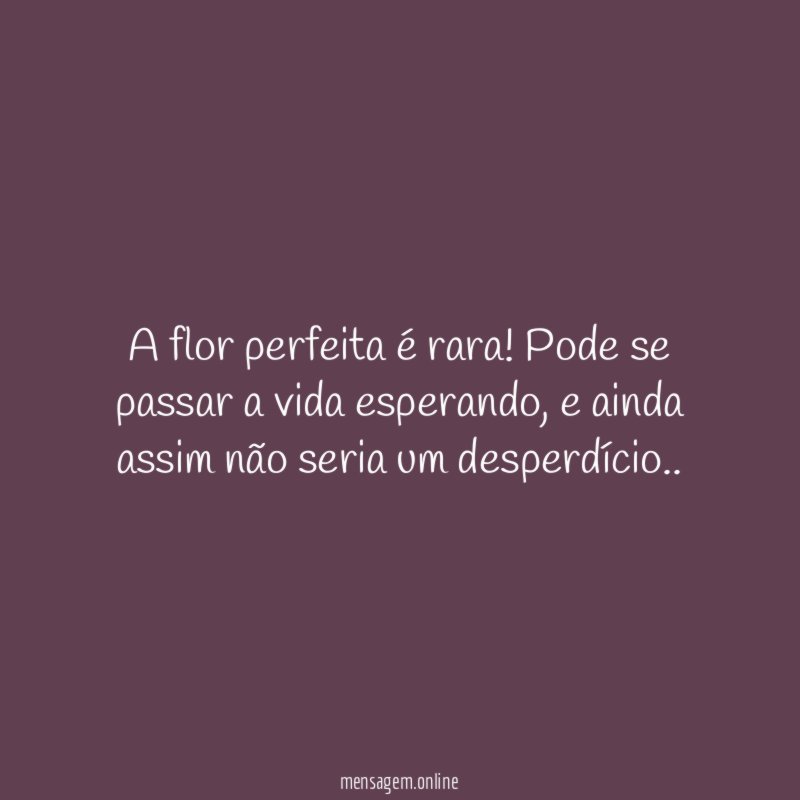 A flor perfeita é rara