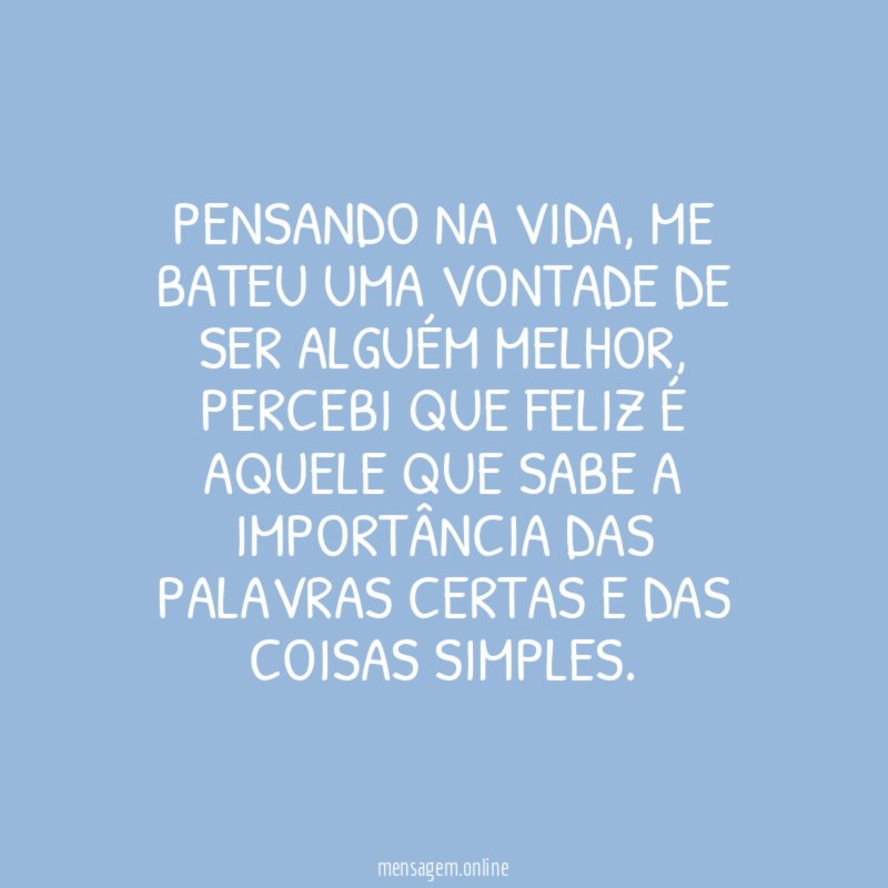 Pensando na vida