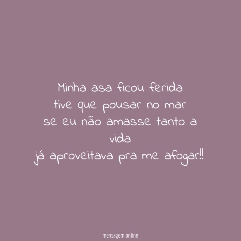 Minha asa ficou ferida tive que pousar no mar se
