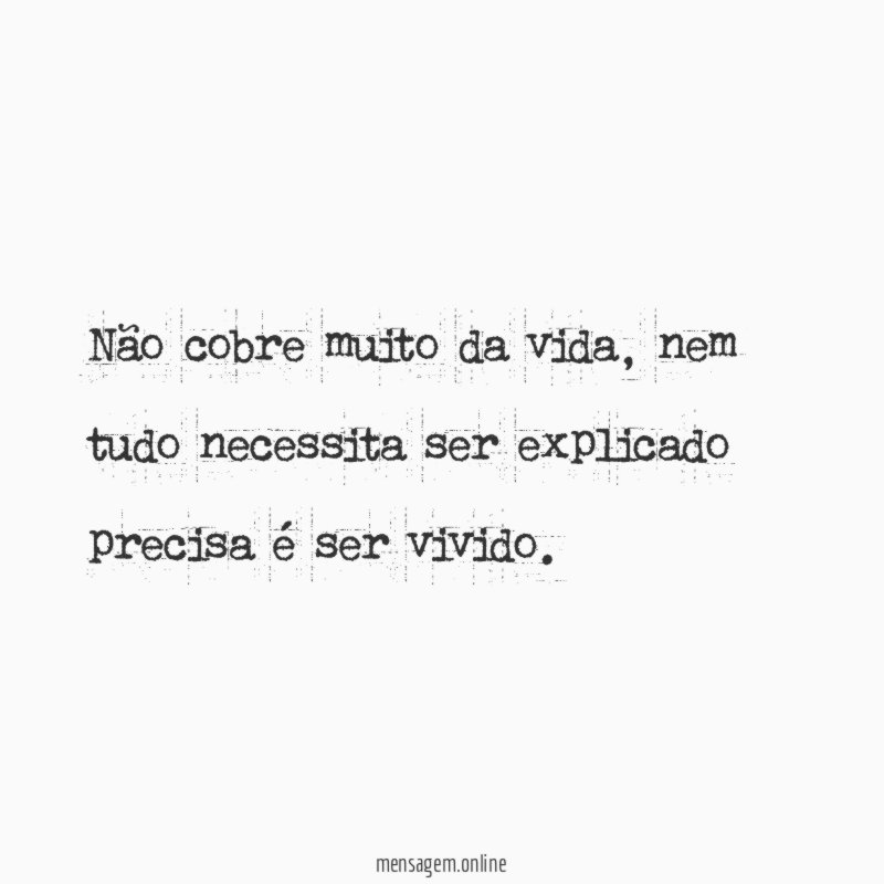 Não cobre muito da vida
