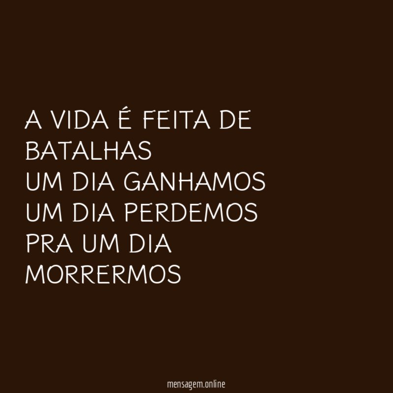 A VIDA É FEITA DE BATALHAS UM DIA