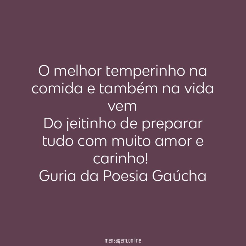 O melhor temperinho na comida e também na