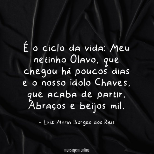 É o ciclo da vida