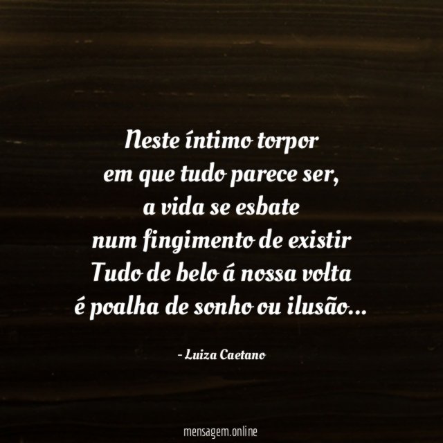 Neste íntimo torpor em que tudo parece ser