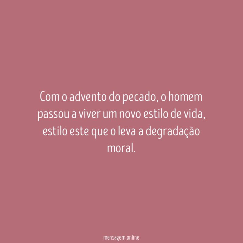 Com o advento do pecado