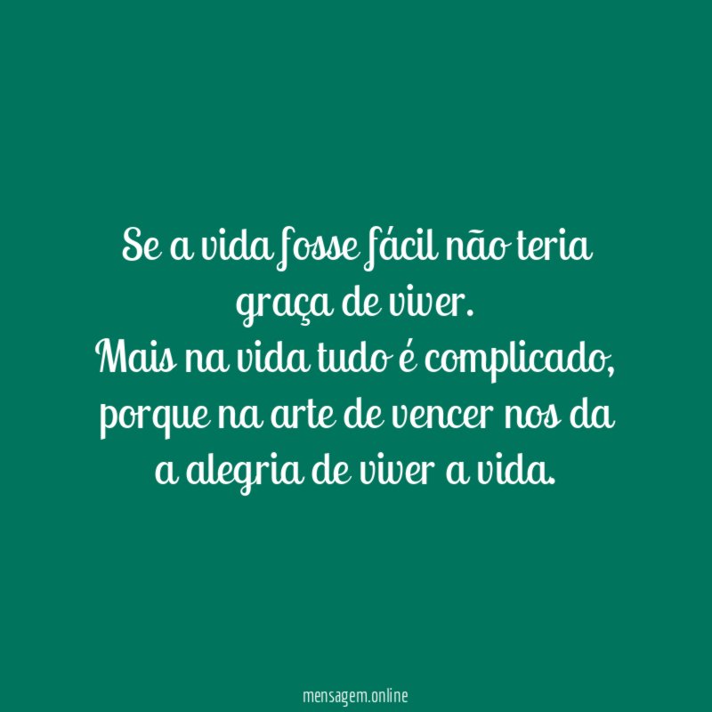 Se a vida fosse fácil não teria graça