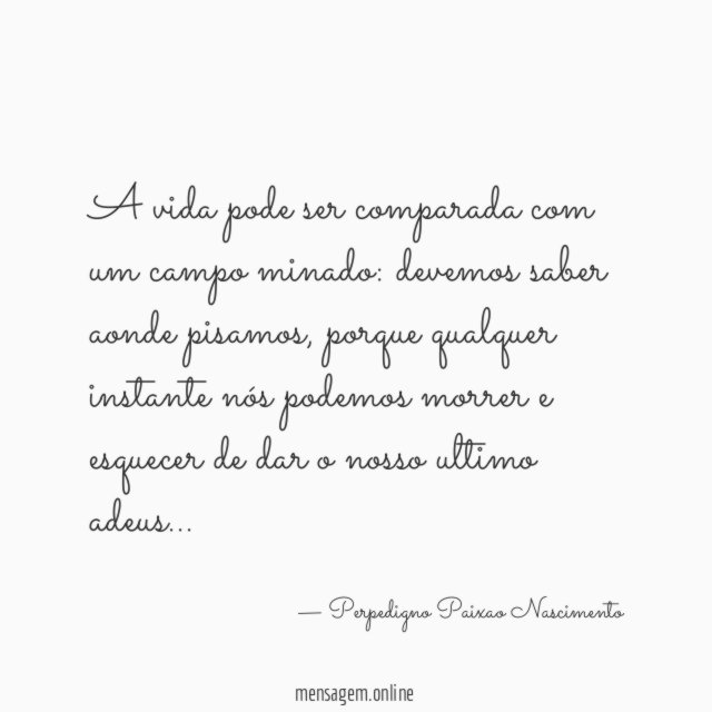 A vida pode ser comparada com um campo minado