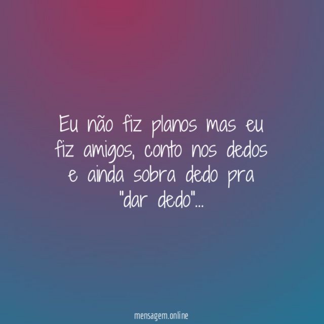 Eu não fiz planos mas eu fiz amigos