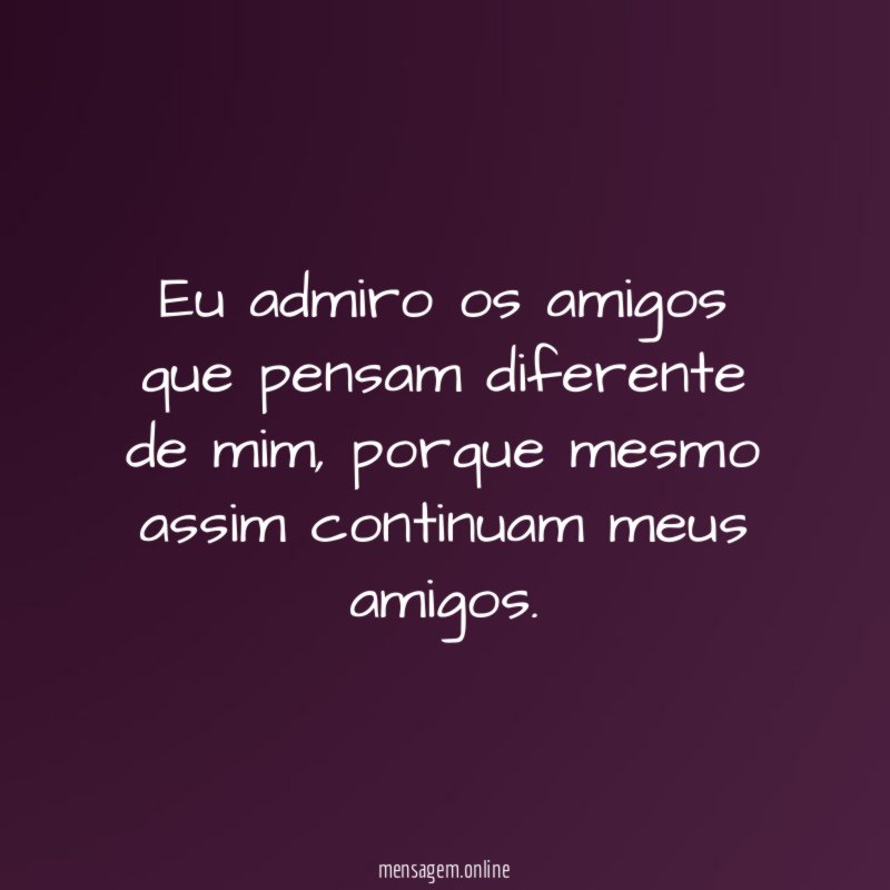 Eu admiro os amigos que pensam diferente de mim