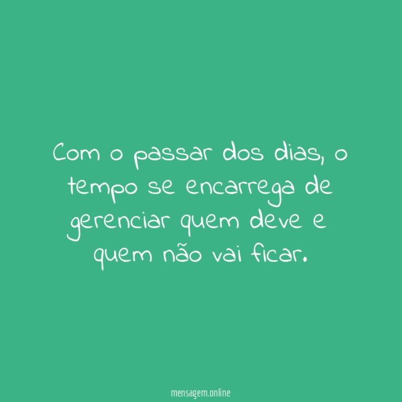 Com o passar dos dias