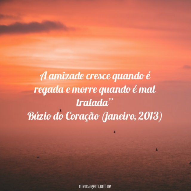 “A amizade cresce quando é regada e morre quando é mal tratada”