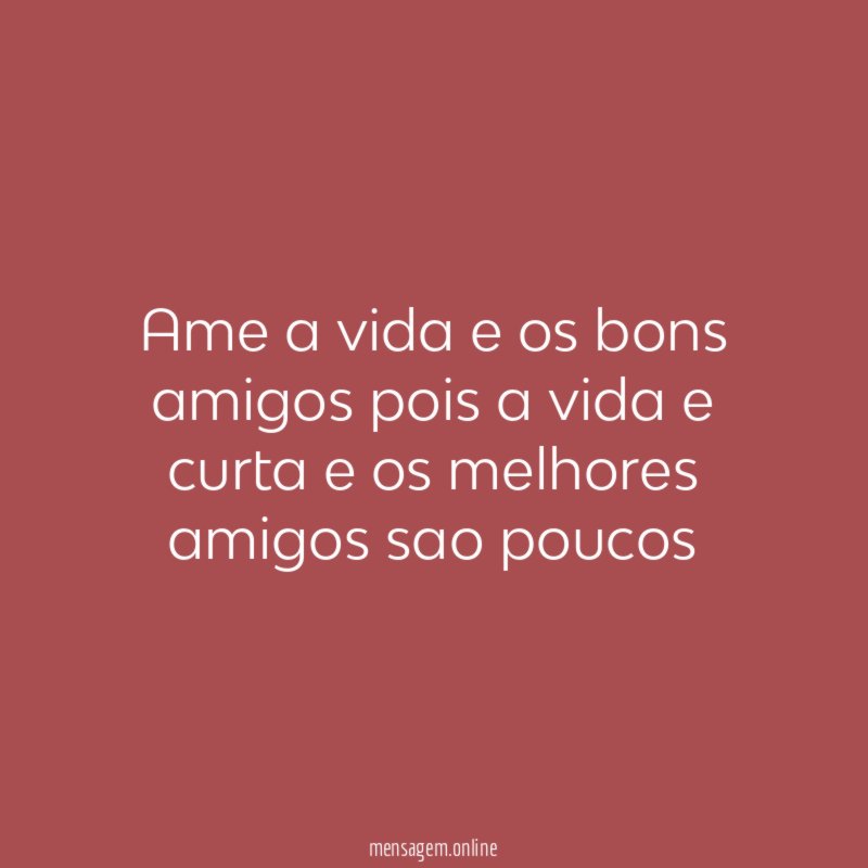 ame a vida e os bons amigos pois