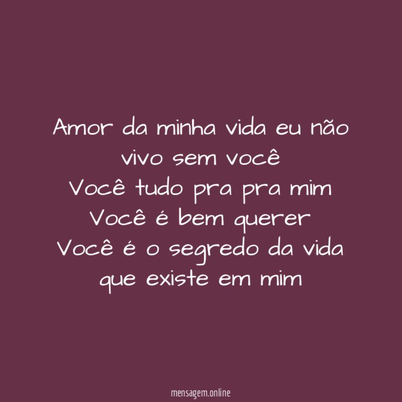 Amor da minha vida eu não vivo sem