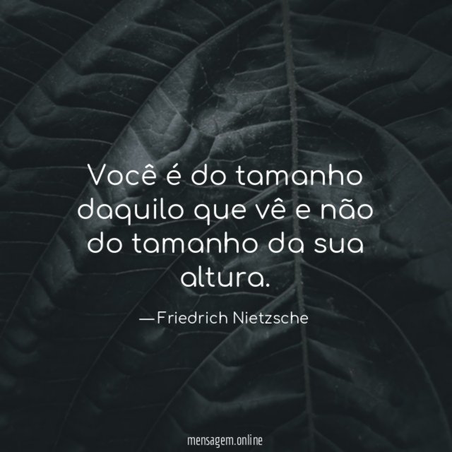 Você é do tamanho daquilo que vê