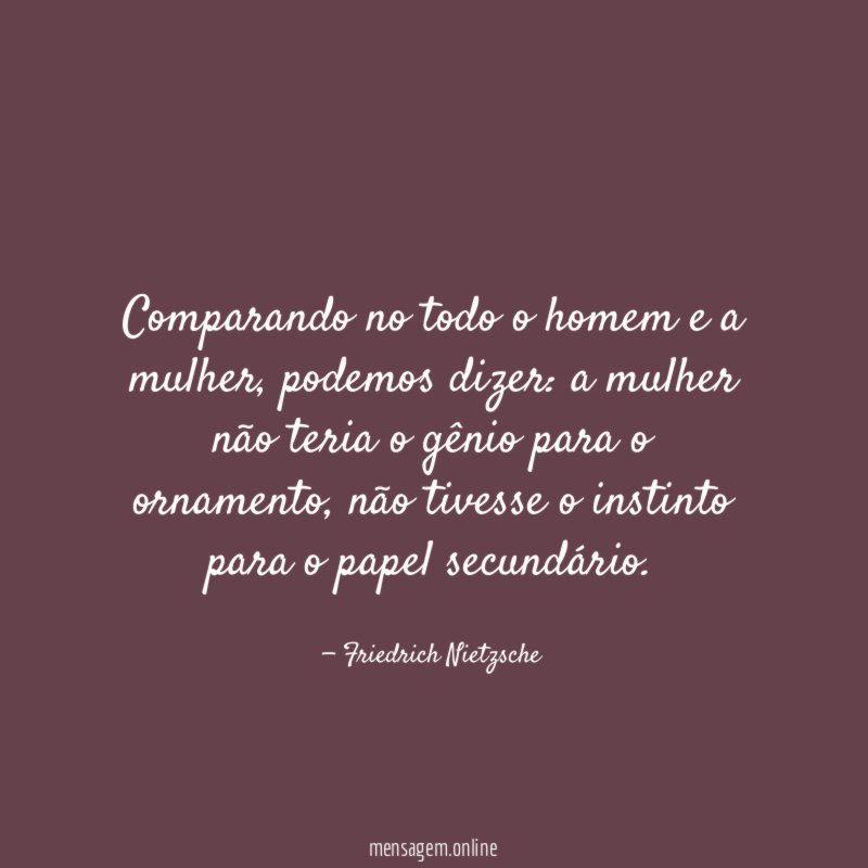 Comparando no todo o homem e a mulher