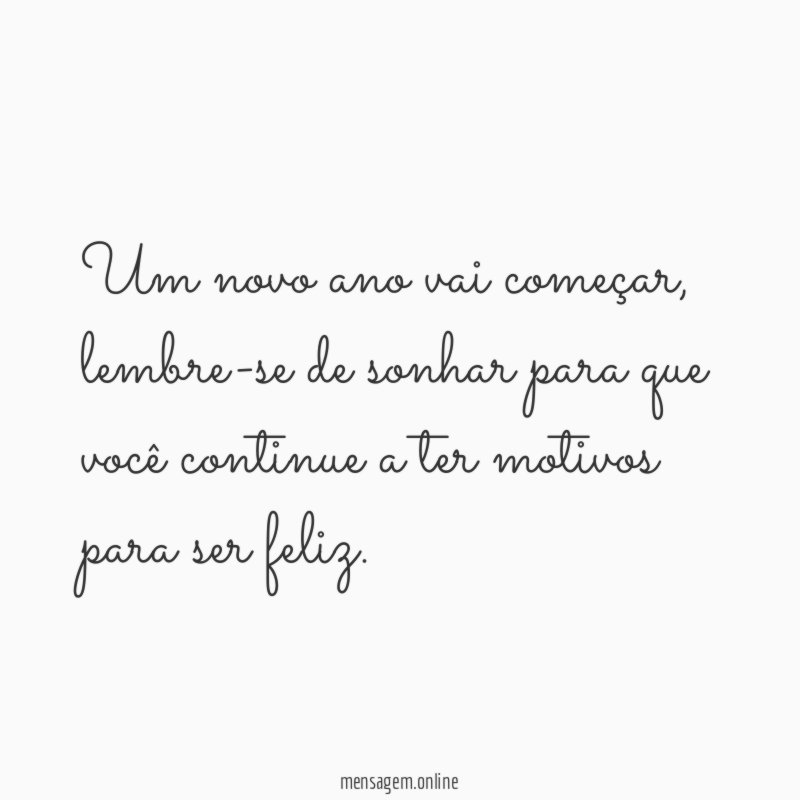 Um novo ano vai começar