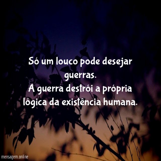 Só um louco pode desejar guerras