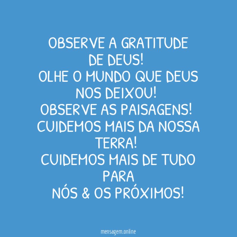 OBSERVE A GRATITUDE DE DEUS