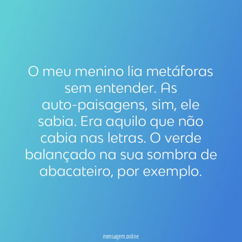 O meu menino lia metáforas sem entender