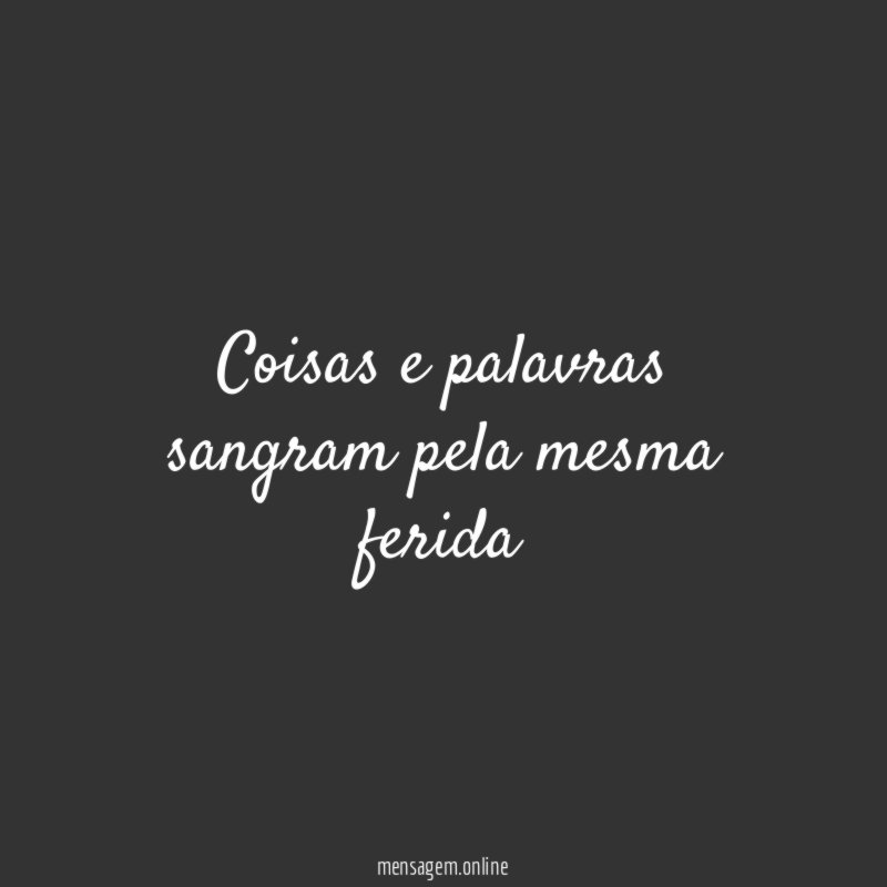 Coisas e palavras sangram pela mesma ferida