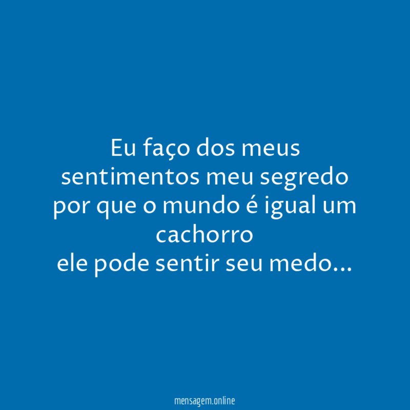 Eu faço dos meus sentimentos meu segredo por que