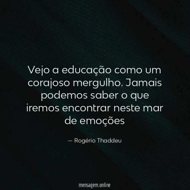 Vejo a educação como um corajoso mergulho