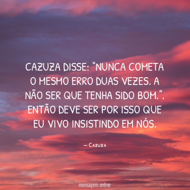 Cazuza disse: “Nunca cometa o mesmo erro duas vezes. A não ser que tenha sido bom.”.