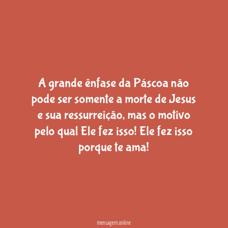 A grande ênfase da Páscoa não pode ser