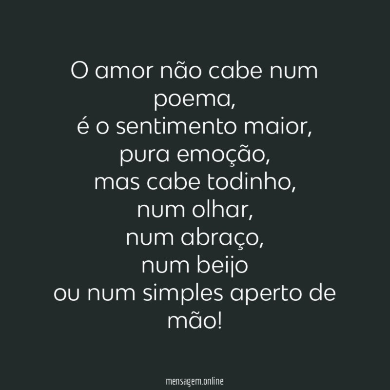 O amor não cabe num poema