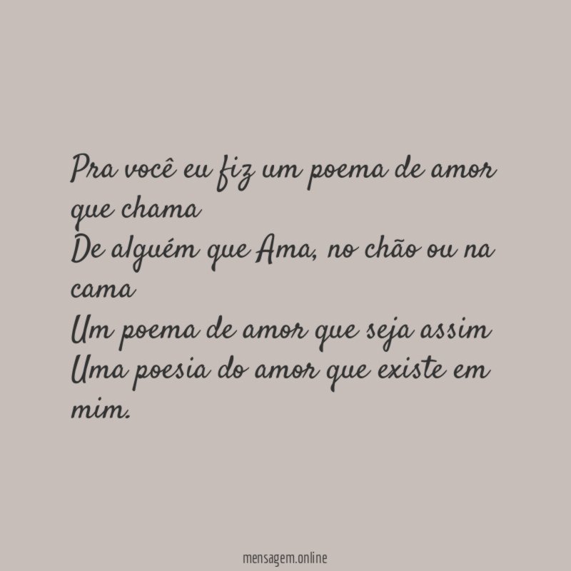 Pra você eu fiz um poema de amor