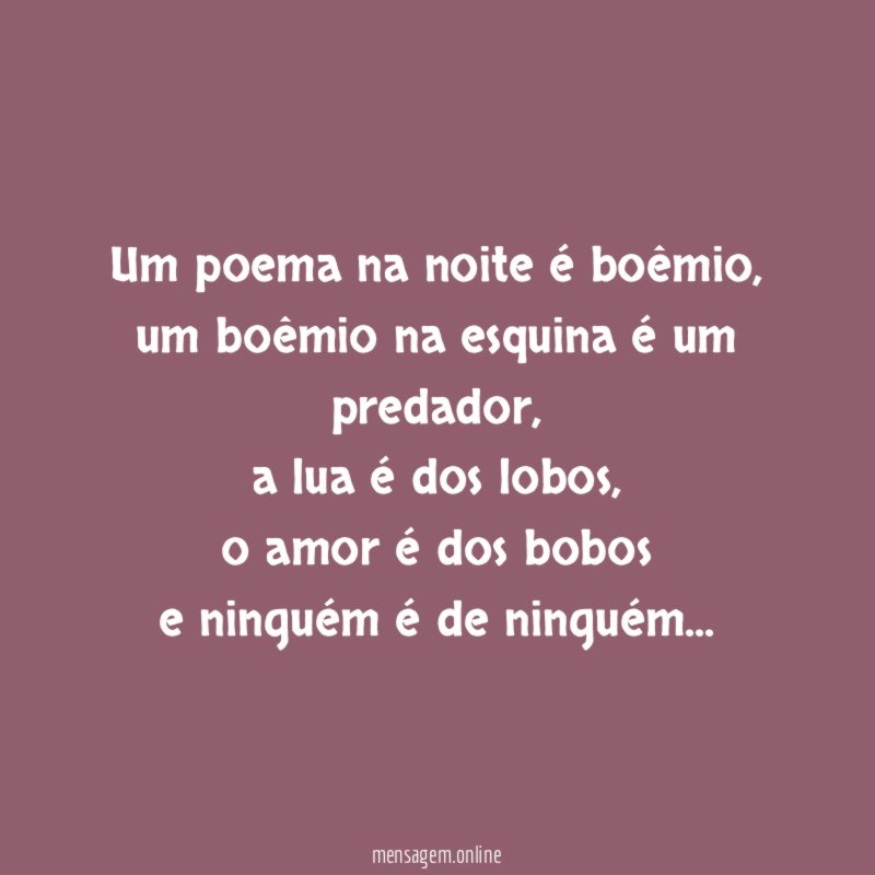 um poema na noite é boêmio