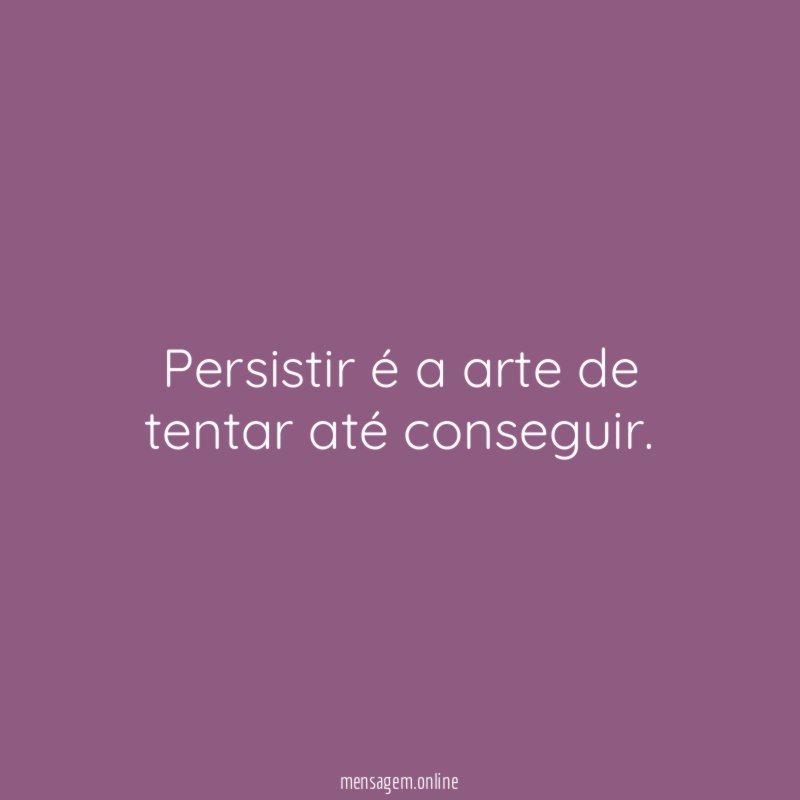 Persistir é a arte de tentar até conseguir